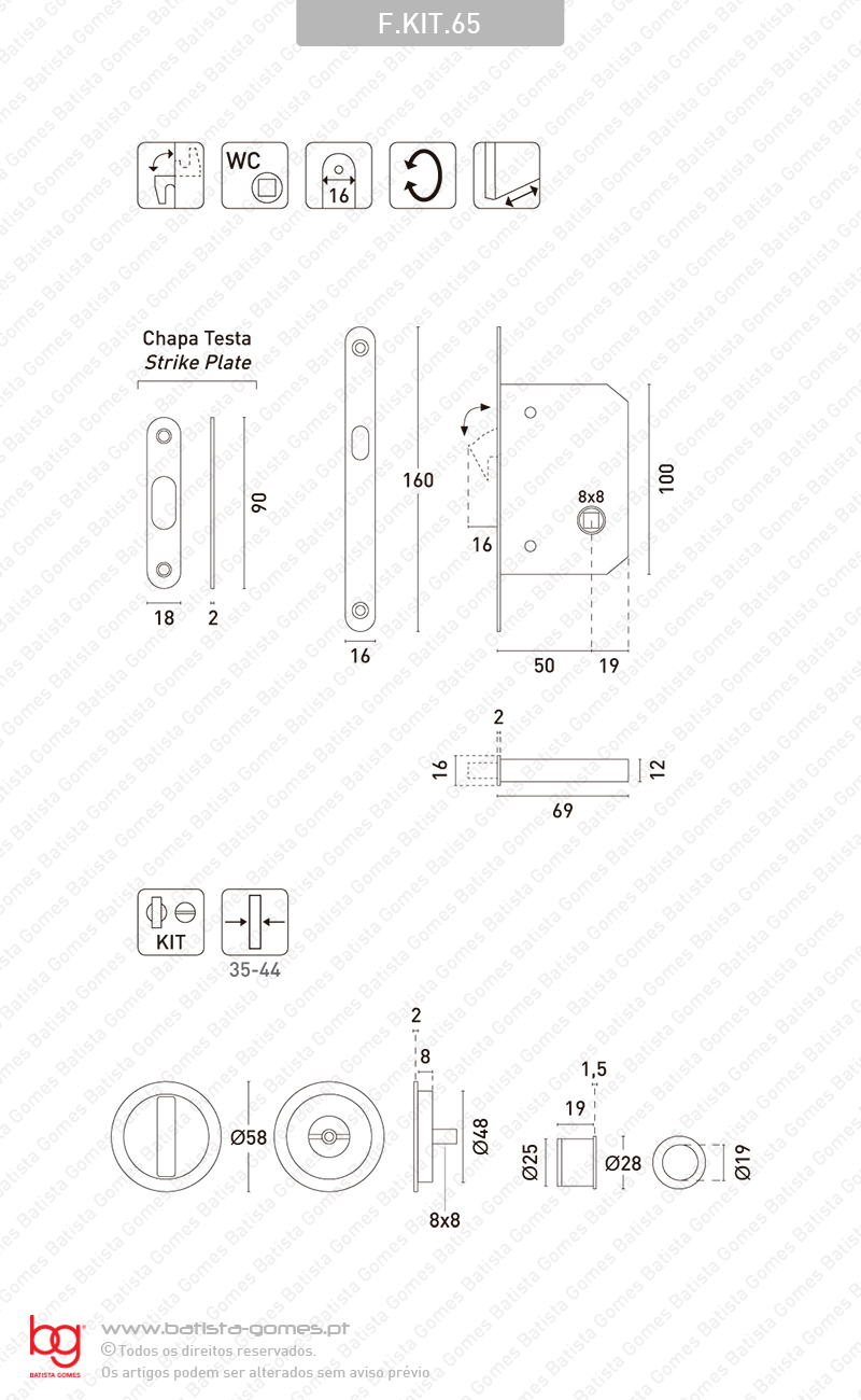 Kit Fechadura com conchas com Bot�o + Bot�o Emerg�ncia